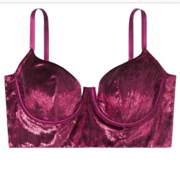 New Victoria S Luxury wine Velvet Bra  NWT - Picture 3 of 3